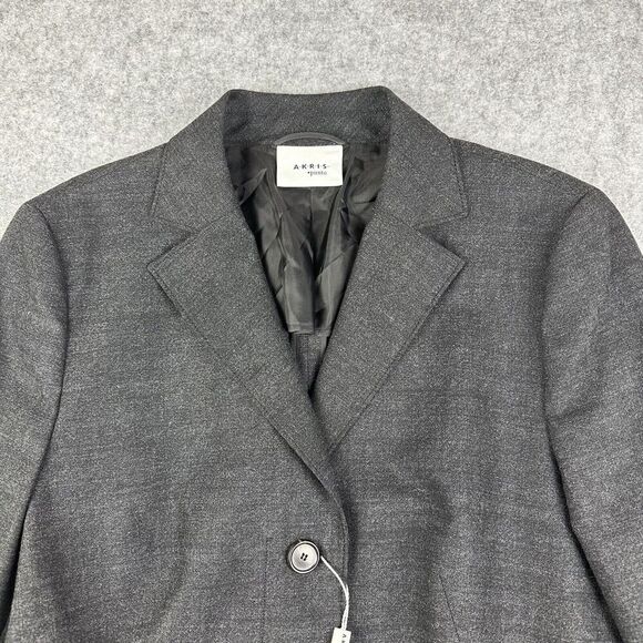 Akris Blazer Jacket Womens 10 Wool Blend Stretch Hidden Button Career Office NEW - Picture 2 of 14